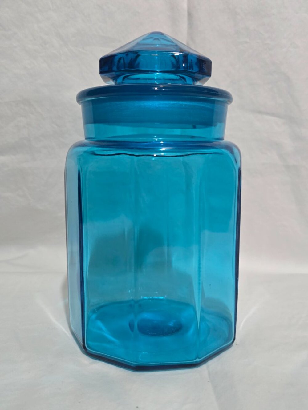 Vtg L.E. Smith Blue 10 Panel Kitchen Apothecary Jar